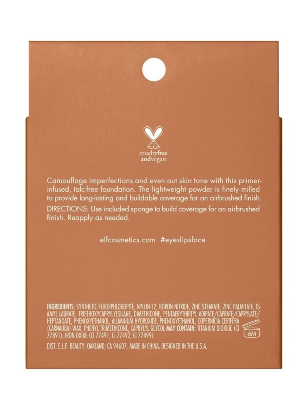 ELF Camo Powder Foundation Tan 460 W Matte Primer Infused Makeup Lightweight New - Picture 5 of 9